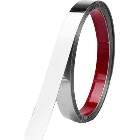 Modanature autoadesive in acciaio inox argento per pareti - 5 m x 1 cm - Striscia e asta in acciaio inox - Barra metallica autoadesiva flessibile - Per pareti, specchi, decorazione di mobili e (1/4)