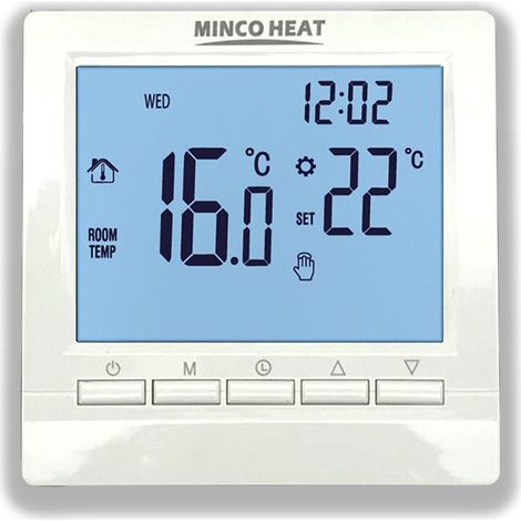 ContrôLeur de Thermostat, Thermostat Numérique Programmable 3 A - Contrôleur de Température Ambiante écran LCD Numérique, Rétroéclairage Bleu (1/5)