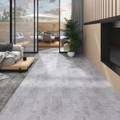Planches de plancher PVC non auto-adhésif 5,26m²2mm Gris ciment vidaXL (1/5)