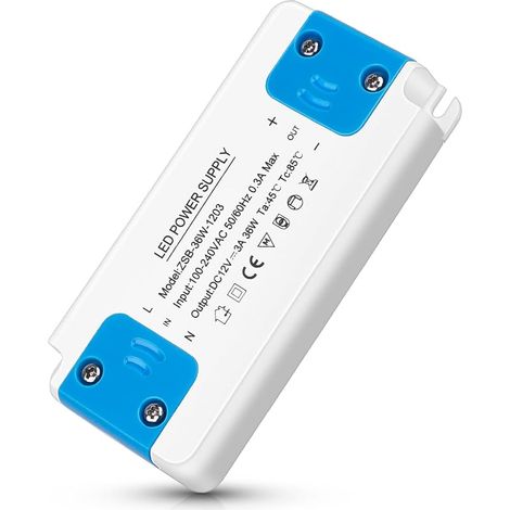 Transformateur LED Entrée 220-240V, Sortie DC 12V 3A 36W, convertisseur 220V 12V, Ampoule LED Driver Convertisseur Conducteur Alimentation de Tension Constante, pour G4, GU5.3, MR11 GU4, MR16 (1/5)