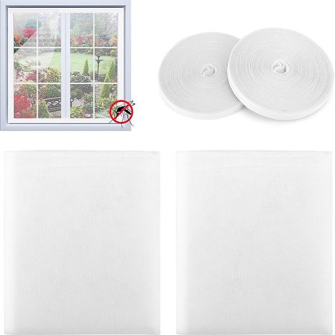 2pcs Moustiquaire Fenêtre,avec 2 Auto-Rubans Adhésifs,150 x 150cm Filet Moustiquaire Auto-Adhésif,Moustiquaire Fenêtre Découpable (1/5)