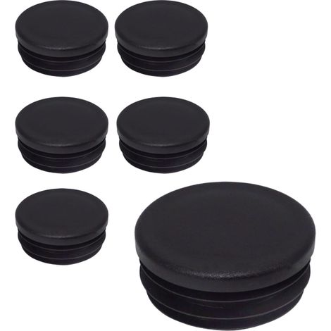 Lot de 6 Bouchon Tube Rond 45mm Plastique Noir RAL 9005 Pour Clôture Poteau Industrie