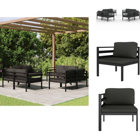 Salon de jardin 8 pcs avec coussins Aluminium Anthracite - Salon De Jardin - Meubles De Jardin - Set De Salon De Jardin - Canapé D'angle - Aluminium (1/5)
