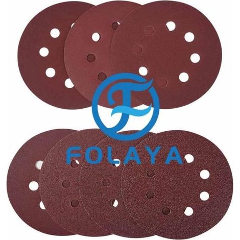 Papier Abrasif - FOLAYA - 80PCS - 125mm - 8 Trous - Oxyde d'Aluminium (1/3)