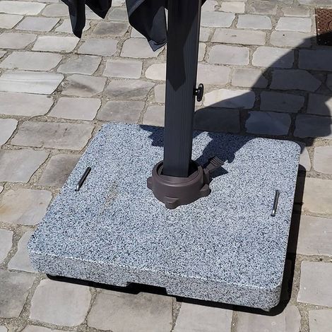 Pied de parasol en granite gris 102 kg avec roulettes Diamanta