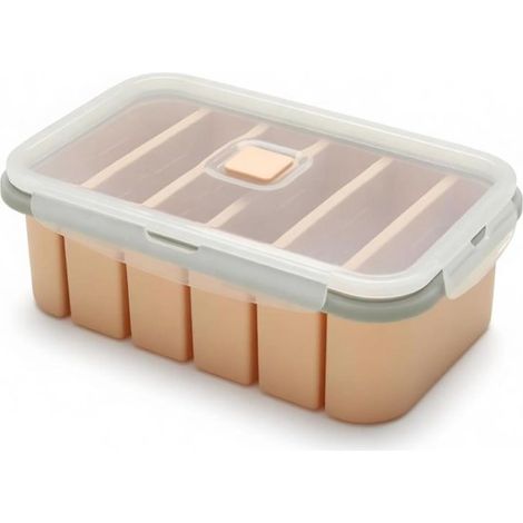 Bol de silicona para sopa con tapa，recipiente para congelar，capacidad 1/2 taza，bandeja extragrande para cubitos de hielo，1 unidad (1/5)