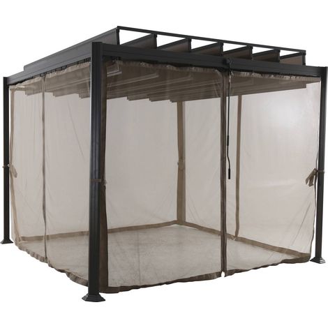 Zanzariera per pergola 3x2m Flamenco in poliestere nocciola - Hespéride