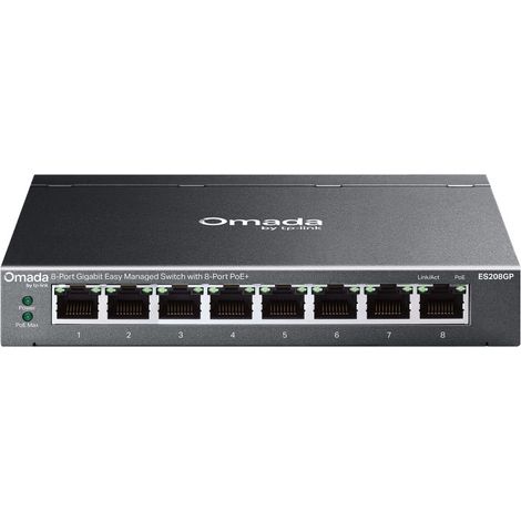 TP-Link Omada ES208GP switch di rete Gestito L2 Gigabit Ethernet (10/100/1000) Supporto Power over Ethernet (PoE) DIN rail Nero (1/4)