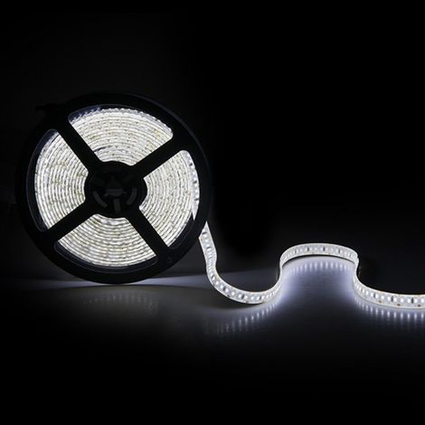 Striscia da 204 LED/M 60W 4700Lm CRI85 2700ºK SMD3014 12VDC IP65 x5M 40.000H [CA-3014-204-12W-IP65-WW]-Bianco caldo
