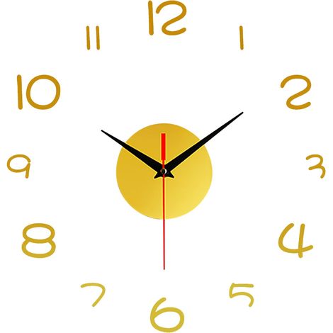 Horloge Murale 3D - Cadran Numérique Diamètre 80 À 120 Cm - Mécanisme Quartz - Auto-adhésif - Pour Décoration Intérieure - 1 Pièce (1/5)