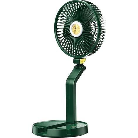 Ventilador de escritorio LED de 7 pulgadas, 5200 mAh, recargable, plegable, portátil, 3 velocidades, apto para montaje en pared, ideal para viajes, oficina y hogar.