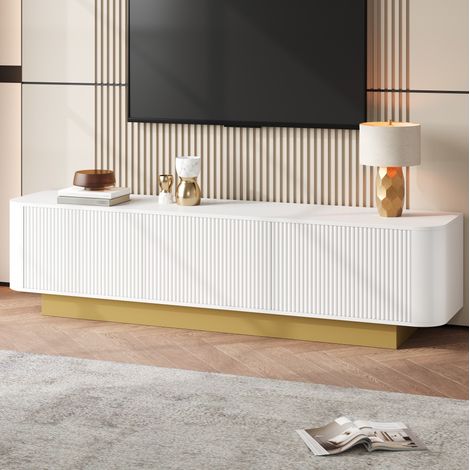 TV-Lowboard MDF & Holzwerkstoff Weiß 170 x 40,5 x 47 cm, 3 Türen, verstellbarer Einlegeboden, Kabelmanagement (1/5)