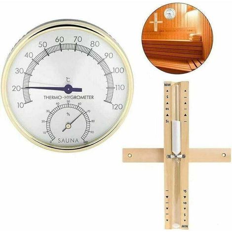 Sauna-Thermometer, Hygrometer und Sanduhr, XU, 15-Minuten-Timer, 2-in-1 Sauna-Raumthermometer und Hygrometer 56 Vingt - KZQ (1/4)
