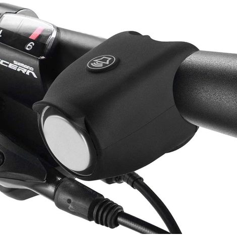 Bicycle Horn, Electric Bell for Bikes and Scooters, Electronic Mini Audible Warning Bell, Waterproof E-Bell with Silicone Case, Black Bell (1/4)