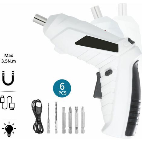 Akkuschrauber mit USB-Anschluss, 1300 mAh Akku, wiederaufladbar, elektrischer Schraubendreher mit 2 einstellbaren Positionen, Multifunktionsschraubendreher, 6 Nm Drehmoment (1/5)