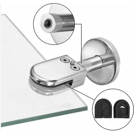 Pince Verre Pour D'escalier, Pince Verre 5-8mm, Pince Verre Acier Inoxydable 304, Pinces Verre pour Balustrade, avec Colonne Support Inférieure, Ajustable, pour Écrans, Clôtures Piscine (1/4)