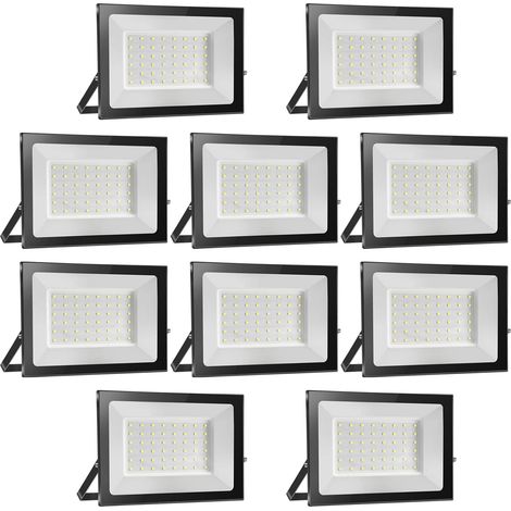 10 pièces projecteur led extérieur, 50 w, 5000 lm, 6000 k, ip65, angle de faisceau 120°, pour jardin garage cour