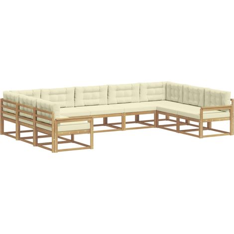Set di divani da esterno 9 pz Bianco e Crema vidaXL (1/5)