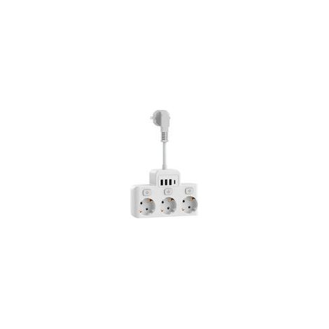Multiprise avec Interrupteur Individuel, Multiprise Electrique 3 Prises avec 4 Ports USB, 4000W 16A avec Câble Court 5CM (1/5)