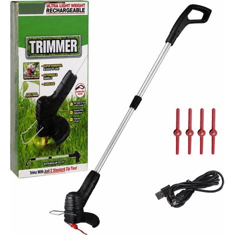 Tondeuse à gazon électrique sans fil, portable et légère, rechargeable par USB, avec coupe-bordures et débroussailleuse. (1/5)