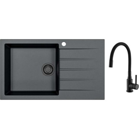 Alveus - Spülenset Cadit 40 und Armatur Mintas, deep black SETA25628 (1/2)