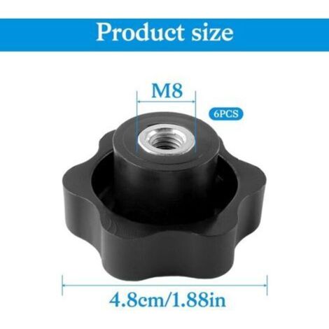 dadi zigrinati M8, dadi di serraggio a stella, viti zigrinate M8, diametro esterno 48 mm, filettatura interna, pomello di serraggio per macchine e attrezzature fitness (1/4)