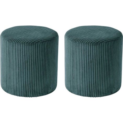 Lot de 2 poufs velours côtelé bleu 35cm Casita SNAW