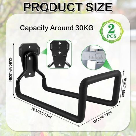 Set aus 2 robusten Metall-Gartenschlauchhaltern, Schlauchaufrollern, universellen Wandhaken für Garage und Gartengeräte. (1/3)