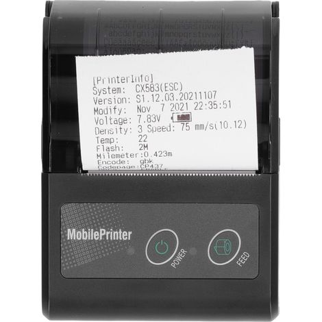Imprimante thermique portable Bluetooth pour tickets et étiquettes, compatible smartphone, livrée avec rouleau de papier. (1/5)