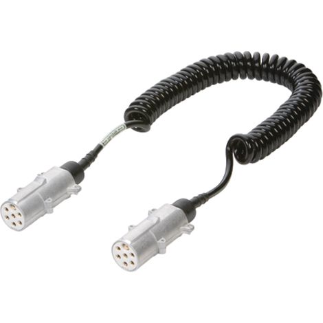Câble spiralé avec 2 prises 7 broches 24 V 3-4,5 m 6 x 1,0/1 x 1,5 mm² ISO 3831