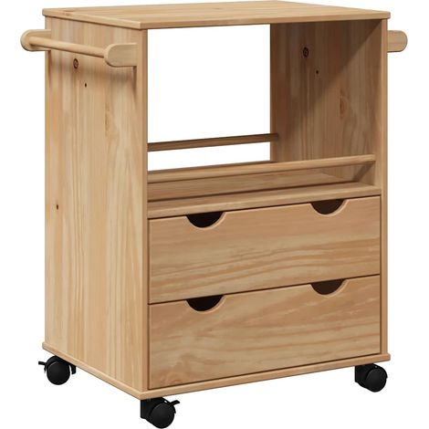 Carrello da Cucina OTTA 59x45x80 cm in Legno Massello di Pino vidaXL (1/5)