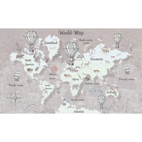 Papier peint panoramique Enfants - Carte du Monde - 130 cm x 78 cm (1/2)