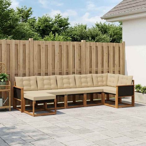 vidaXL Ensemble de canapés d'extérieur 7 pcs Naturel et Beige (1/5)