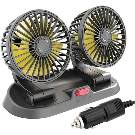 Ventilador de refrigeración portátil doble para coche de 12 V con enchufe para encendedor de cigarrillos,giratorio 360 grados,apto para turismos (1/5)