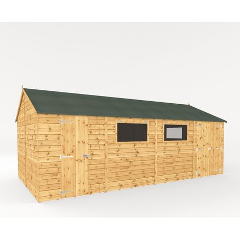 20 x 10 Feet Premium Shiplap Reverse Apex Workshop - Timber - L322.7 x W606.2 x H250.3 cm - Brown