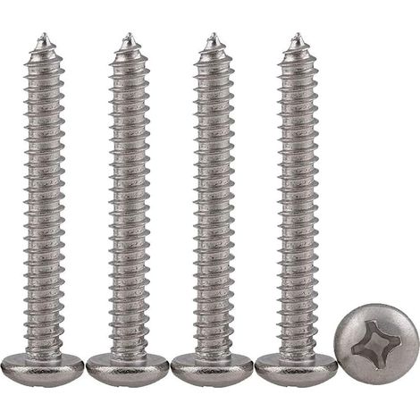 Vis A Bois Tete Ronde Inox M5 X 40 Vise Autotaraudeuses à Bois Cruciformes en Acier Inoxydable 304 Filetage Complet Fixations, 50 Pièces (1/5)
