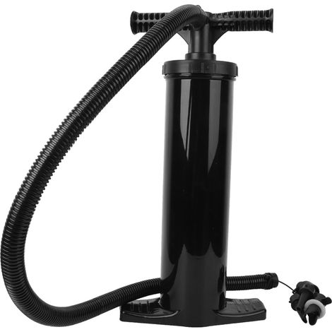 Pompe à air manuelle miniature bidirectionnelle en plastique noir ultra-léger pour bateaux pneumatiques. (1/5)