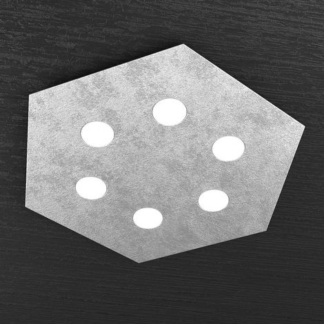 Plafoniera Industrial Esagonale Hexagon Metallo Foglia Argento 6 Luci Led 12X6W (1/4)