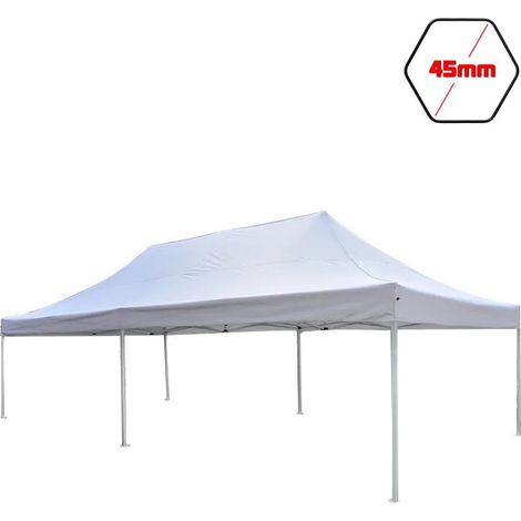 Gazebo 3x6 m bianco SENZA laterali pieghevole alluminio piantone esagonale 45mm portatile estendibile richiudibile estensibile acciaio per fiere eventi stand chiosco tenda tendone mercato mercatino (1/5)