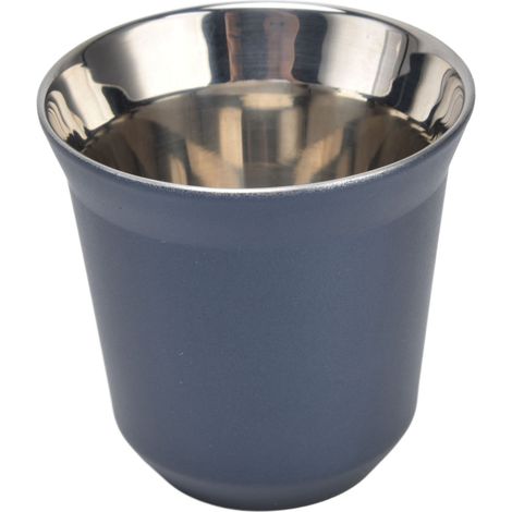 Mug à café en acier inoxydable 304, 80 ml, à double paroi, isolé, résistant à la chaleur, pour le camping et les pique-niques en plein air, bleu foncé. (1/5)