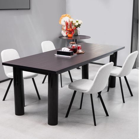 Esszimmerstuhl aus Metall und Teddystoff in Beige, belastbar bis 120 kg, weich und atmungsaktiv (1/5)