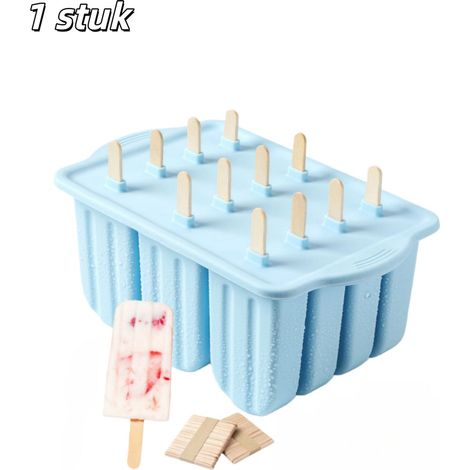1 pièce - Moulage à la crème glacée - 12 cavités - Facile à enlever - Convient aux bricoleurs - Comprend 50 bâtonnets de bois - (1/5)