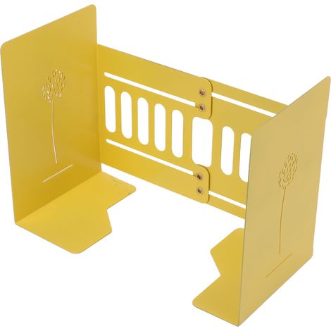 Retractable Book End Stable Adjustable Elegant Yellow Decorative Bookends for Home Office School (1/5)