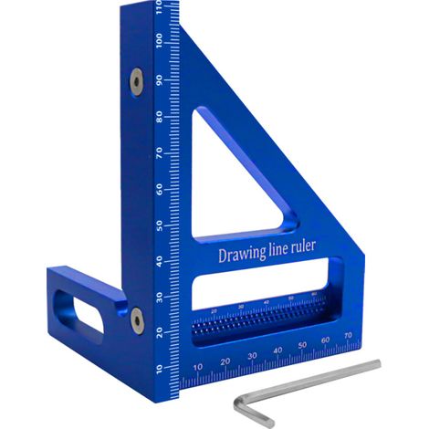 Irovami Équerre de mesure triangulaire 45/90 degrés, rapporteur, outil de mesure en alliage d'aluminium pour menuisier et ingénieur (1/5)