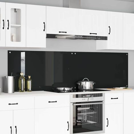 Crédence de cuisine 2 pcs Noir 110 x 60 cm verre trempé vidaXL