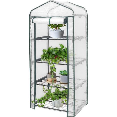 WOLTU Foliengewächshaus Gartenhaus Gemüse große Auswahl 69x49x158 cm weiß (1/5)
