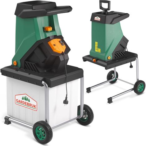 GARDEBRUK® Messerhäcksler 3100 W max. 40 mm Elektrisch Aststärke 50 L Auffangbox Gartenhäcksler Häcksler Schredder Holz