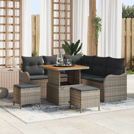 Ensemble de canapé de jardin 8 pièces 7-Nombre de places Gris vidaXL (1/5)