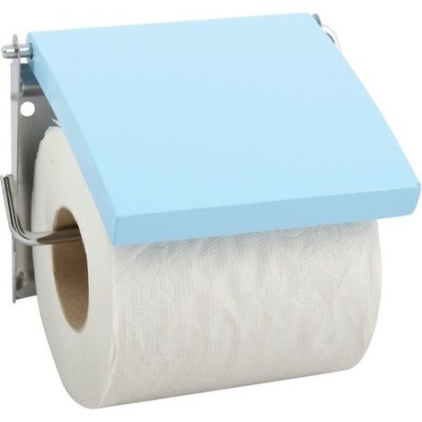 Porte Rouleau Papier Wc Mural MDF & Inox Bleu MSV