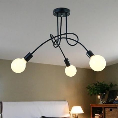 Plafonnier Luminaire 3 spots, luminaire design moderne éclairage plafond lampe salon cuisine couloir chambre E27 Noir (1/2)